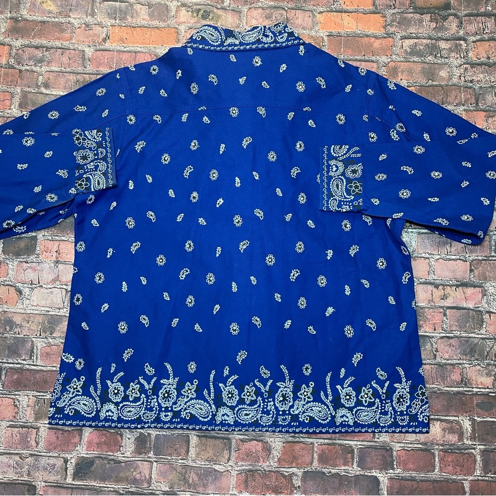 Vintage Quacker Factory Shirt Women’s XL Blue Bandana Print Button Old Stock - Picture 4 of 6